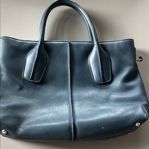 Tod's Navy Leather Tote Bag